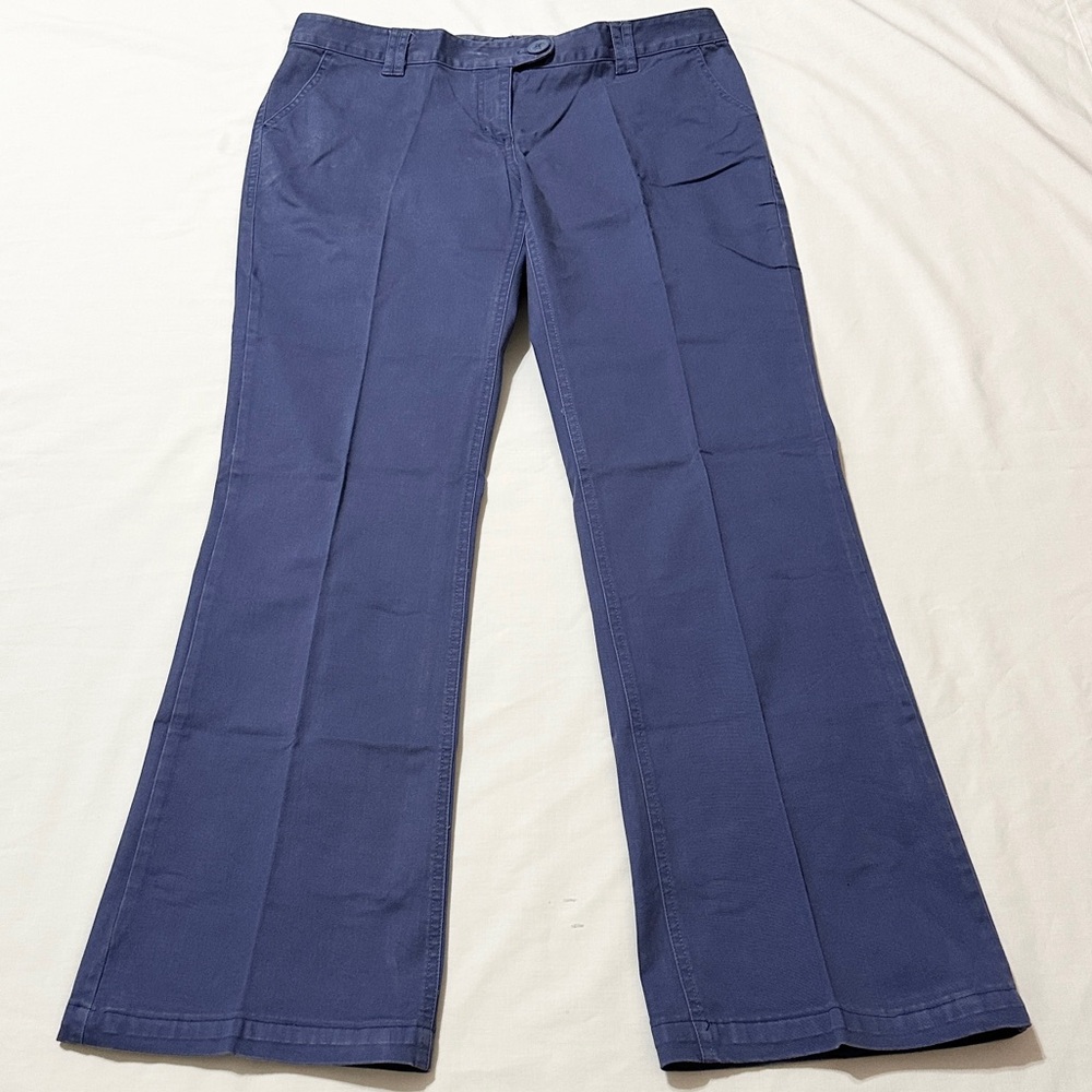 Vintage Boden Deep Blue Colored Chinos, Mid-Rise Flared Leg Twill Trousers - 14L